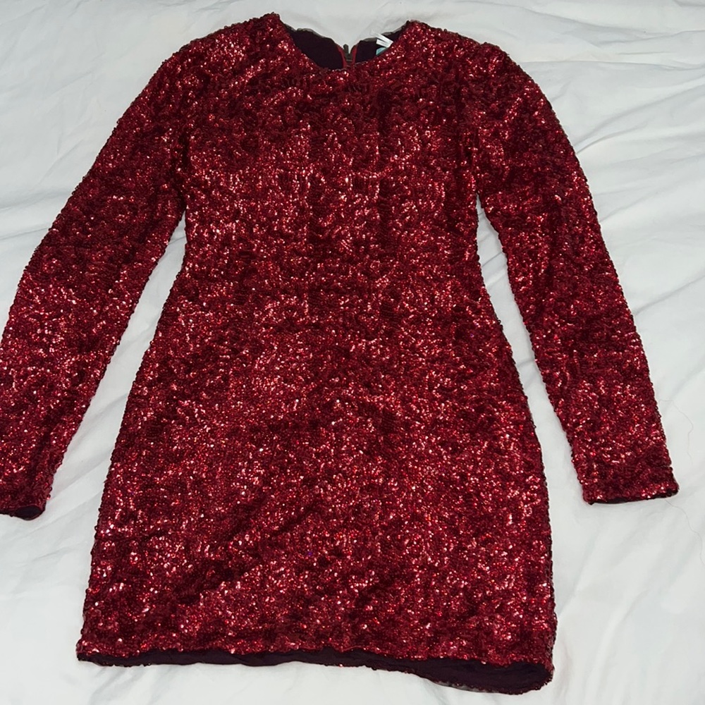 Red sequence dress